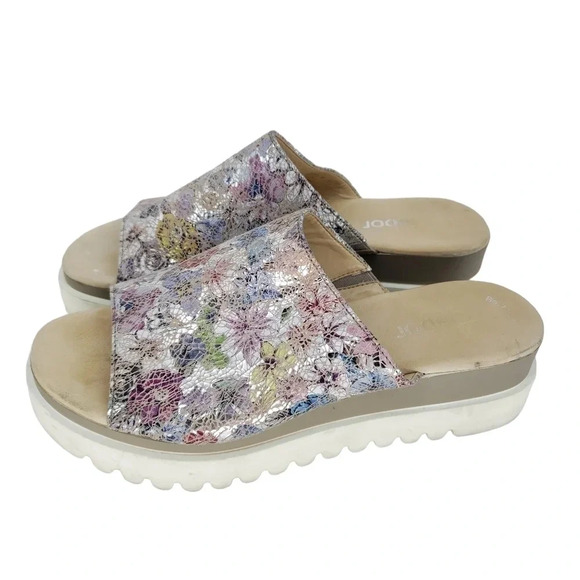 Gabor Platform Slide Metallic Floral Chunky Slip On Sandals Sandal - Picture 1 of 11